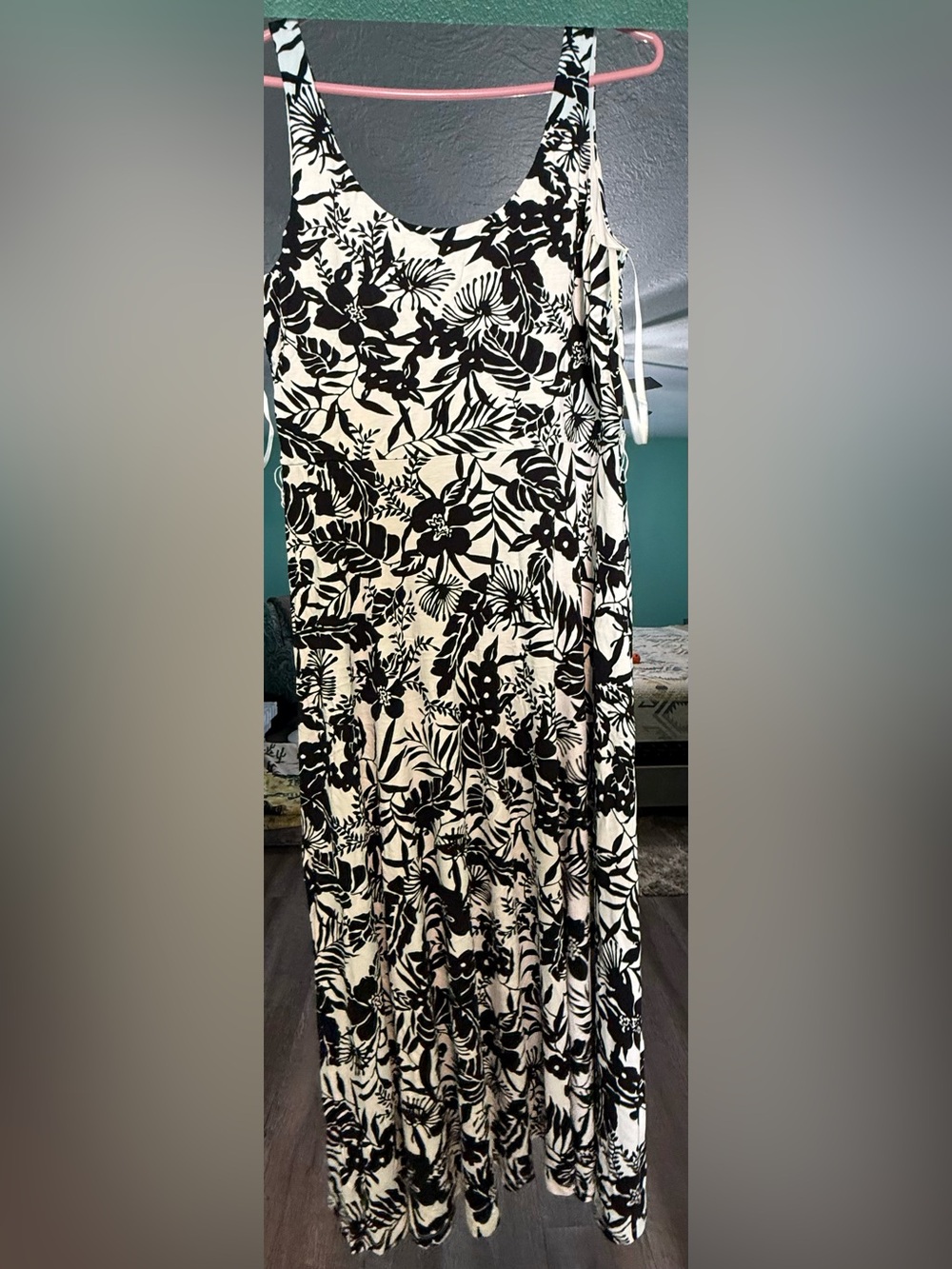 LOFT Black and White Floral Maxi Dress